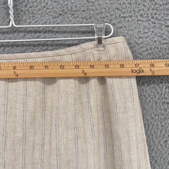 Jones Wear Skirt Womens 12 Ivory Pinstripe Linen Blend Straight Below Knee Work - Picture 6 of 11